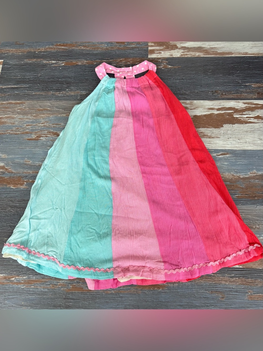 Matilda Jane Girls Colorblock Halter Dress in Aqua, Pink, Coral, Red size 8